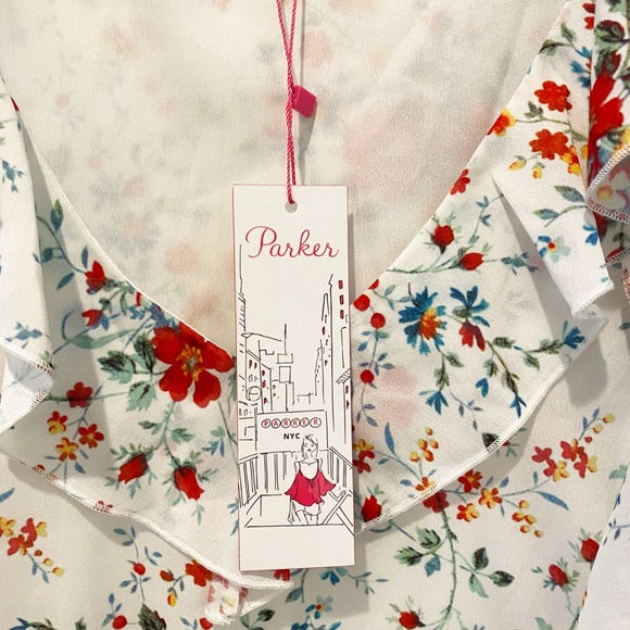 Parker Glory Spring Ditsy Cold Shoulder Dress Size Large NWT - Picture 6 of 7